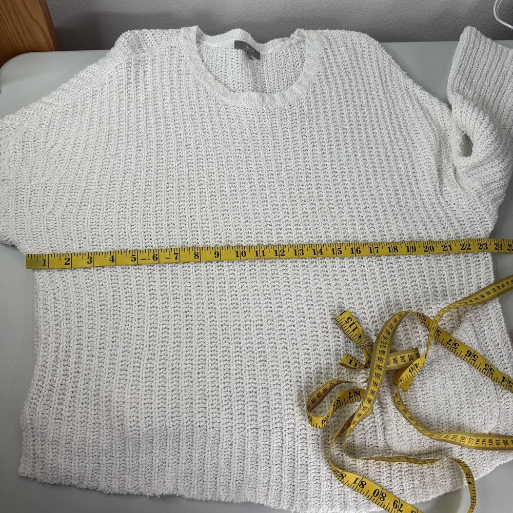 Habitat Sweater Womens XL White Knit Scoop Neck Long Sleeve Tunic Pocket - Picture 7 of 12